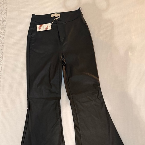 C&V Chelsea & Violet, Coated Flare Leg Black pants - Picture 8 of 13